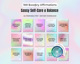100 Sweary Affirmation Cards Printable - Badass, Sassy Affirmations - Swear Word Affirmation Cards - Motivational Badass Energy Empowerment