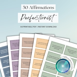 50 Perfectionist Affirmation Cards Printable - Overcoming Perfection Tool - Release Perfection Handouts -Perfectionism Coping -Mindset Shift