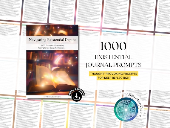 1000 Thought-Provoking Journal Prompts - Printable Deep Existential Advanced Journal Prompts - Self-Discovery and Identity Guided Journal