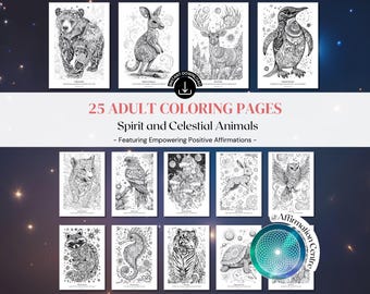 25 Mandala Animals Coloring Pages - Printable Adult Mandala Coloring Pages - Stress Relief Coloring Pages - Mandala Coloring Sheets