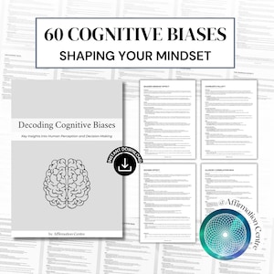 60 Cognitive Distortions and Biases Handout, Cognitive Restructuring, Challenging Unhelpful Thoughts, CBT, CPT, Socratic Questioning, Trauma