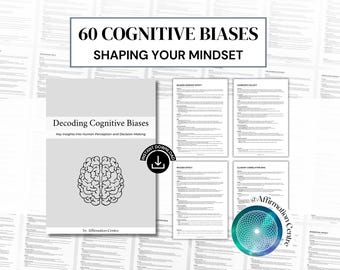 60 Cognitive Distortions and Biases Handout, Cognitive Restructuring, Challenging Unhelpful Thoughts, CBT, CPT, Socratic Questioning, Trauma