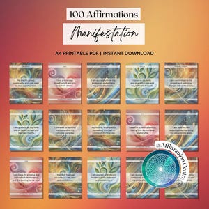 100 Tarjetas de Afirmaciones de Manifestación Imprimibles - Herramienta de Manifestación de la Ley de Atracción - Manifestación de Abundancia - Kit de Manifestación - Tablero de Visión imagen 1