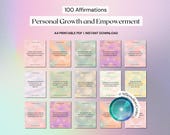100 Positive Affirmations-Printable Digital Affirmation Cards-Personal Growth and Empowerment Affirmation Deck Bundle-Vision Board Printable