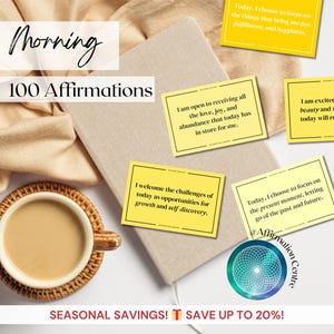 100 Morning Affirmation Cards Printable - Morning Motivation - Digital Positive Flashcards for Women - Morning Reminders Positivity Gift