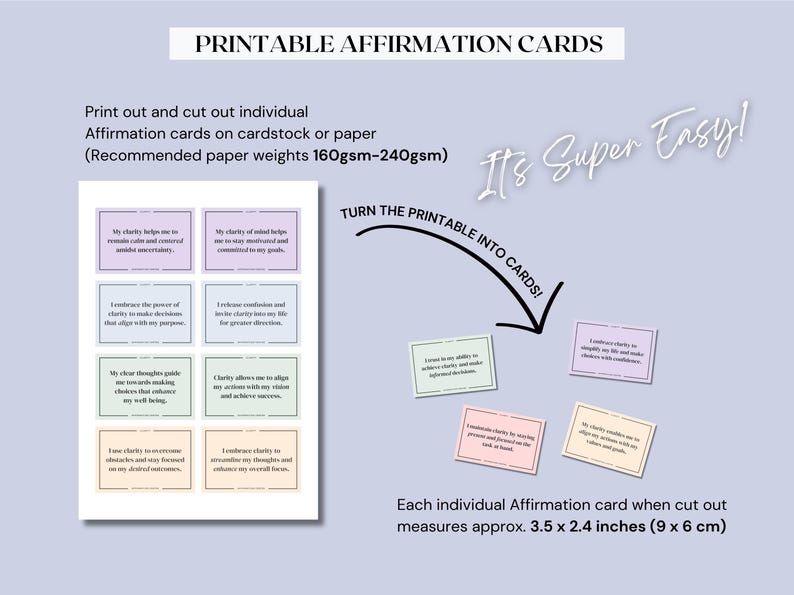 50 Clarity Affirmation Cards Printable - Core Values - Values ...