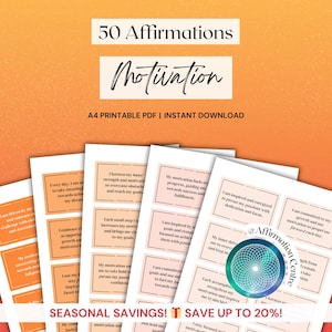50 Motivation Affirmation Cards - Motivational Post - Motivational Print - Inspirational Quote Cards -Comfort Zone Growth Zone MI Therapy