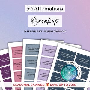 50 Cartões de Afirmação Digital para Término de Relacionamento - Terapia de Apoio ao Divórcio - Recuperação de Coração Partido - Cartão Presente para Término de Ex-Namorado e Ex-Marido