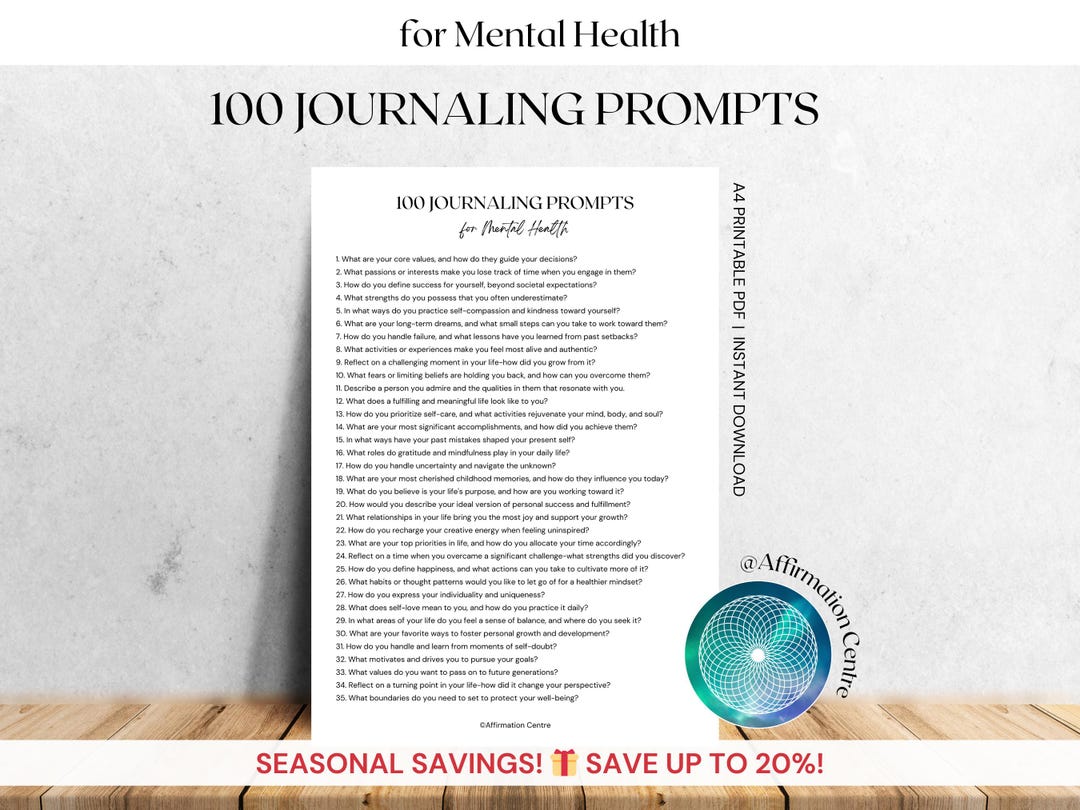 100 Journal Prompts for Mental Health - Printable Journal Pages ...