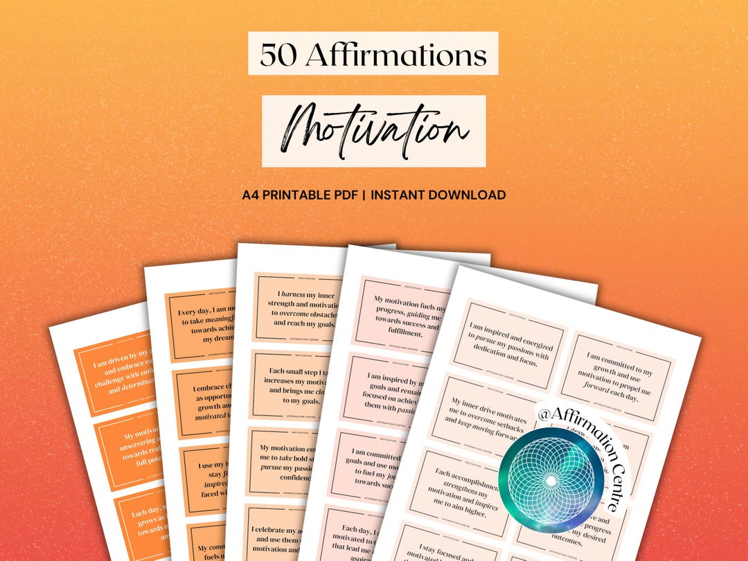 50 Motivational Affirmation Cards Printable - Inspirational Quote Cards ...