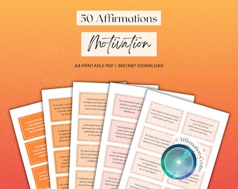 50 Motivational Affirmation Cards Printable - Inspirational Quote Cards - Motivational Desk Decor -Motivational Cards - Goal Setting Planner