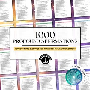 1000 Profound Affirmations, Positive Mindset Daily Affirmation Set,Empowering Everyday Quotes,Empowerment Affirmation Pack, Self-Love Quotes