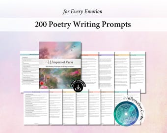 200 Poetry Writing Prompts - Creative Writing - Poets Expressive Writing - Daily Poetry Practice - Mindful Writing - Storytelling in Poetry