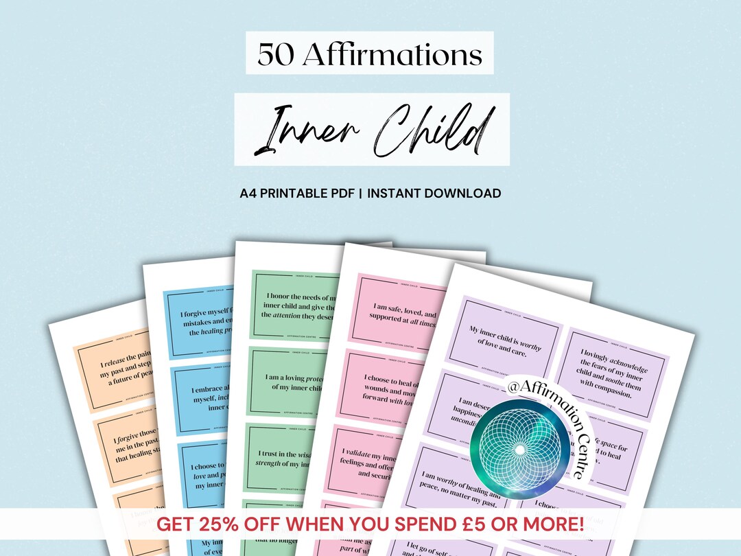 50 Inner Child Healing Affirmation Cards Childhood Trauma Reparenting ...