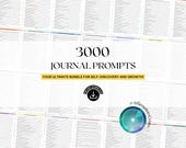 3000 ULTIMATE Journal Prompts Printable - Self-Discovery Beginner and Advanced Journal Prompts - Mental Health Guided Journal Planner Insert