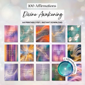100 Divine Awakening Affirmation Cards Printable - Spirituality Handouts - Spirit Guides - Spiritual Guide - Holistic Healing - Third Eye