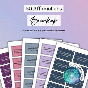 50 Affirmationskarten zum Ausdrucken - Breakup Empowerment - Heilung von Herzschmerz - Bruch Geschenk - Bruch Therapie