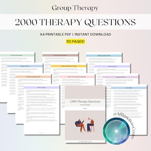 2000 Group Therapy Questions (Part 1), Interventions Therapist Tools CBT, DBT, ACT, Emdr, Somatic Psychotherapy Notes Therapy Cheat Sheet