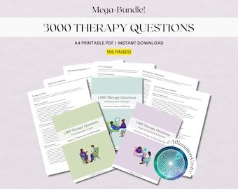 3000 Counseling Therapy Questions, Interventions Therapist Tools CBT, DBT, ACT Somatic Psychotherapy Notes Therapy Documentation Cheat Sheet