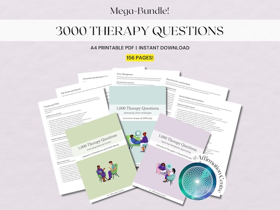 3000 Counseling Therapy Questions, Interventions Therapist Tools CBT, DBT, ACT Somatic Psychotherapy Notes Therapy Documentation Cheat Sheet