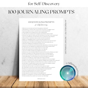 100 zelfontdekkingsdagboekprompts - afdrukbare gids voor zelfbewustzijn - dagelijkse dagboekpagina&#39;s - persoonlijk groeimindfulness-zelfreflectielogboek