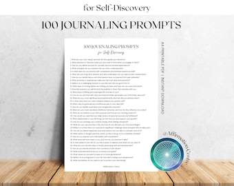 100 Self-Discovery Journal Prompts - Printable Self-Awareness Guide - Daily Journal Pages - Personal Growth Mindfulness Self-Reflection Log