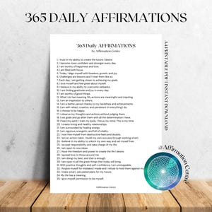 365 Daily Affirmations - Daily Positive Affirmation Cards - Self-Love Quotes - Printable Positive Mantras - Mindfulness Set Affirmation Deck