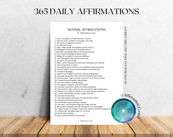 365 Daily Affirmations - Daily Positive Affirmation Cards - Self-Love Quotes - Printable Positive Mantras - Mindfulness Set Affirmation Deck