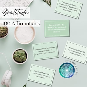 100 Gratitude Affirmation Cards Printable - Gratitude Journal Pages - Daily Gratitude Practice -Mindfulness, Wellness, Manifestation Planner