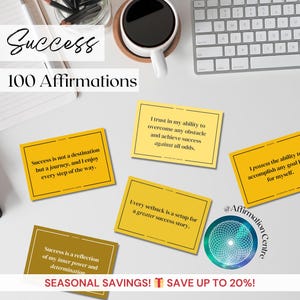 100 Success Digital Affirmation Cards Printable - Vision Board Quotes Printable Kit - Manifest Abundance, Wealth, Money - Good Luck Card