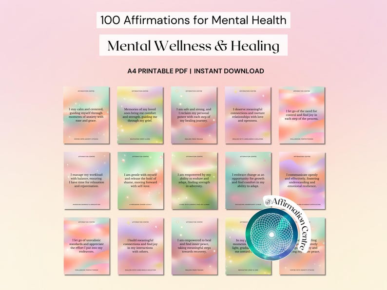 100 Mental Wellness Cards -Coping Skills Cards -DBT, ACT Acceptance Flashcards -Anxiety Coping Grounding Techniques Cards -Self-Help Journal image 1