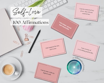 100 wenskaarten voor zelfliefde - dagelijkse affirmaties - zelfliefde vrouwenaffirmaties - kaartspel I AM-bevestigingskaarten - Vision Board-printables