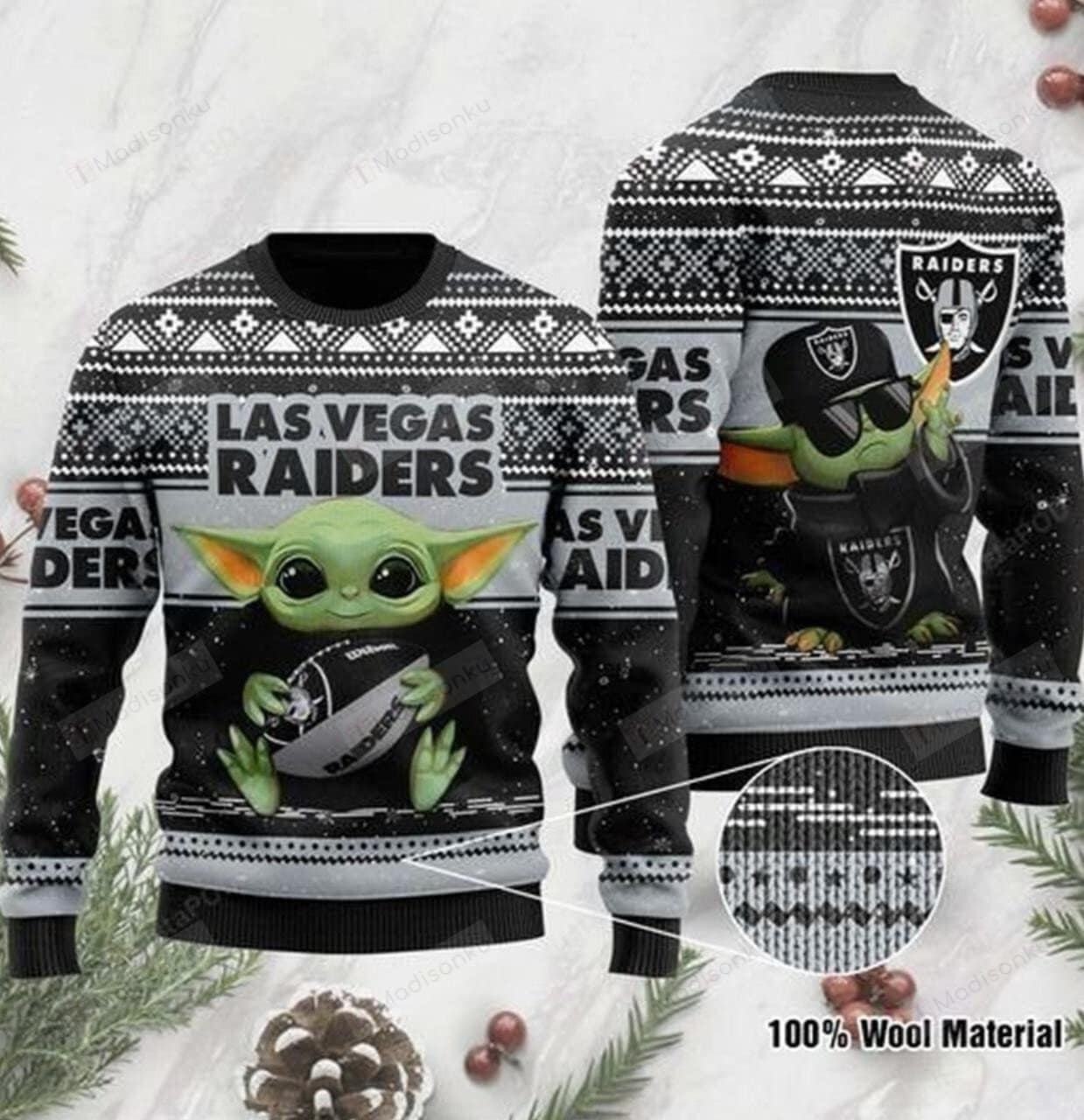 Las Vegas Raiders Dog Family Holiday Ugly Sweater, Size: L