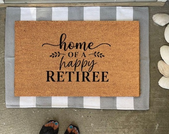 Handbemalte Rentner-Fußmatte | Kokos Housewarming Geschenk (18 x 30)