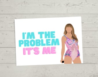 Taylor Swift Entschuldigung Karte - It's Me, Hi, I'm the Problem it's Me - Druckbare digitale Karte - Es tut mir leid - innen leer