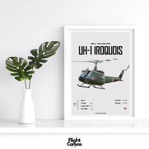 UH-1 Iroquois - Aviation Wall Deco Aviation Line Art For A Pilot Fighter Jets Digital helicopter and drones Digital Aviation Prints