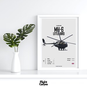 MH-6 Little Bird - Aviation Wall Deco Aviation Line Art For A Pilot Fighter Jets Digital helicopter and drones Digital Aviation Prints