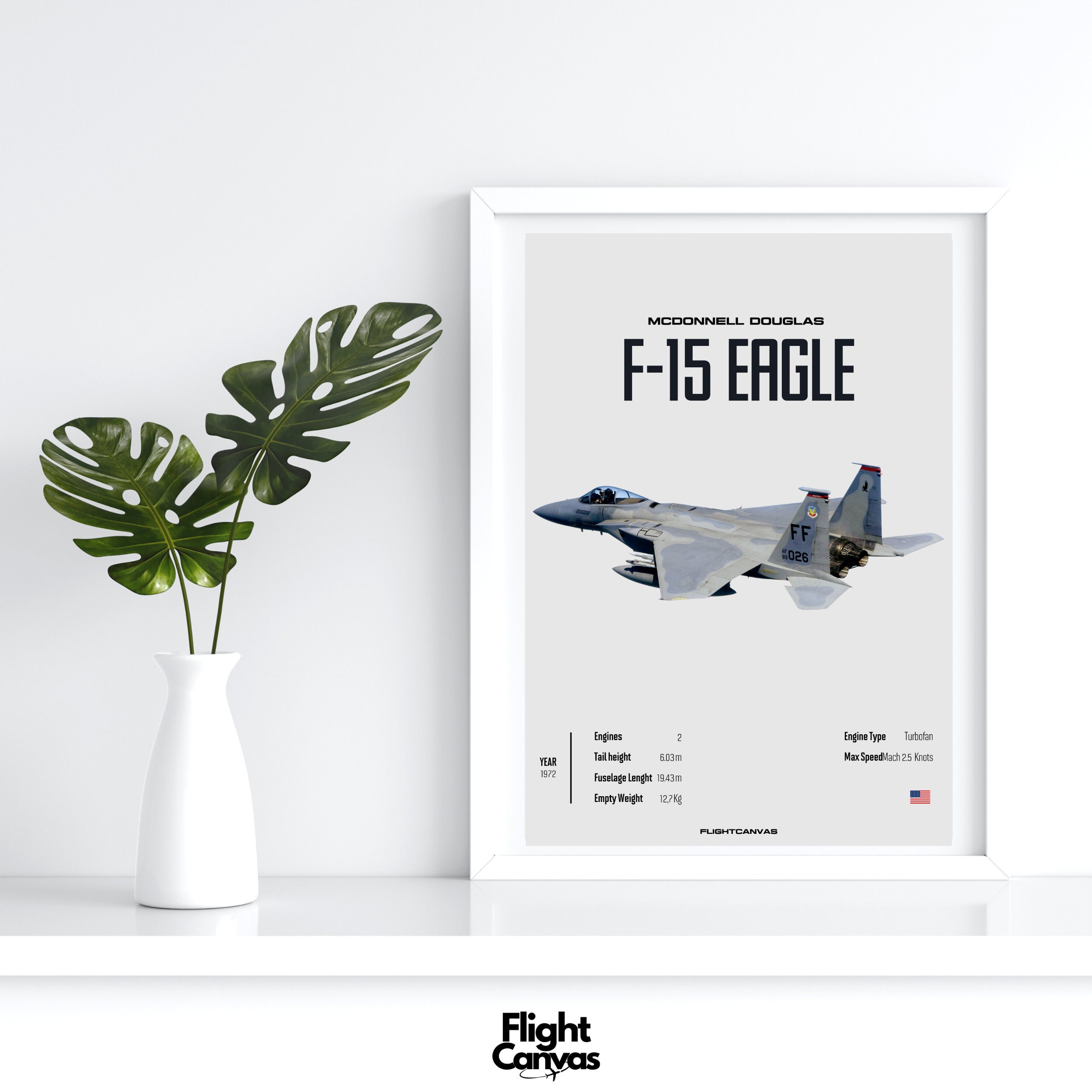 F15 Eagle - Aviation Wall Deco Aviation Line Art for A Pilot 