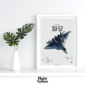 Su-57 Sukhdi [RU] - Aviation Wall Deco Aviation Line Art For A Pilot Fighter Jets Digital helicopter and drones Digital Aviation Prints