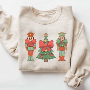 Cute Nutcracker Bow Christmas Sweatshirt, Nutcracker Coquette Sweater, Cute Holiday Gift, Womens Christmas Hoodie, Christmas Gift