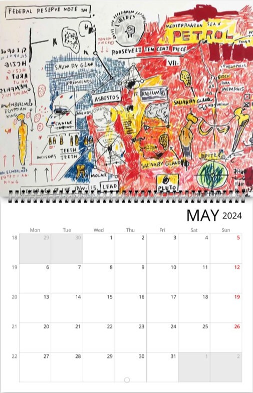 Calendar 2024 ART Jeanmichel Basquiat USA and CANADA Only Etsy