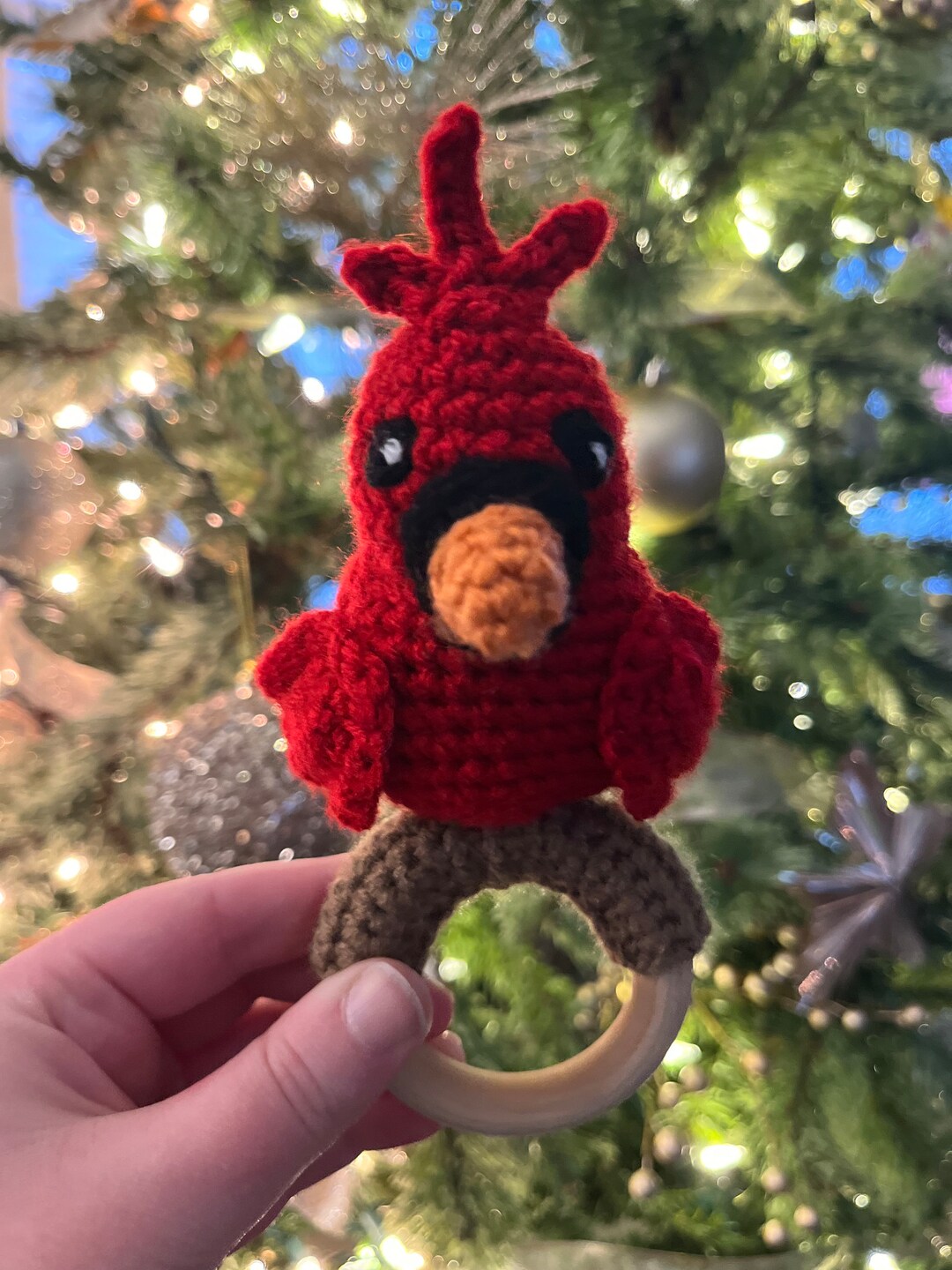 Cardinal Rattle Crochet Cardinal Teether/rattle - Etsy