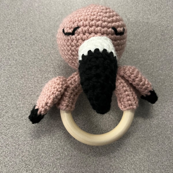 Crochet Flamingo Teether/Rattle