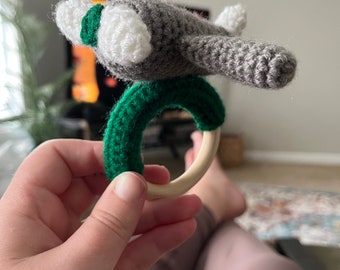 Crochet Airplane Teether/Rattle