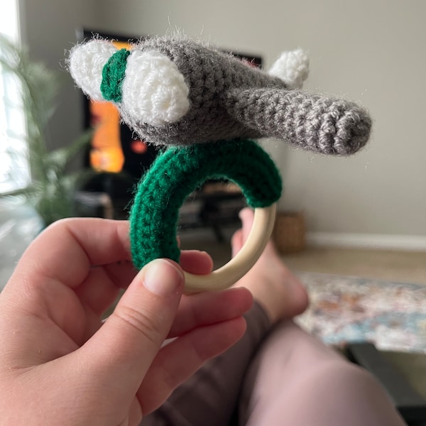 Crochet Airplane Teether/Rattle