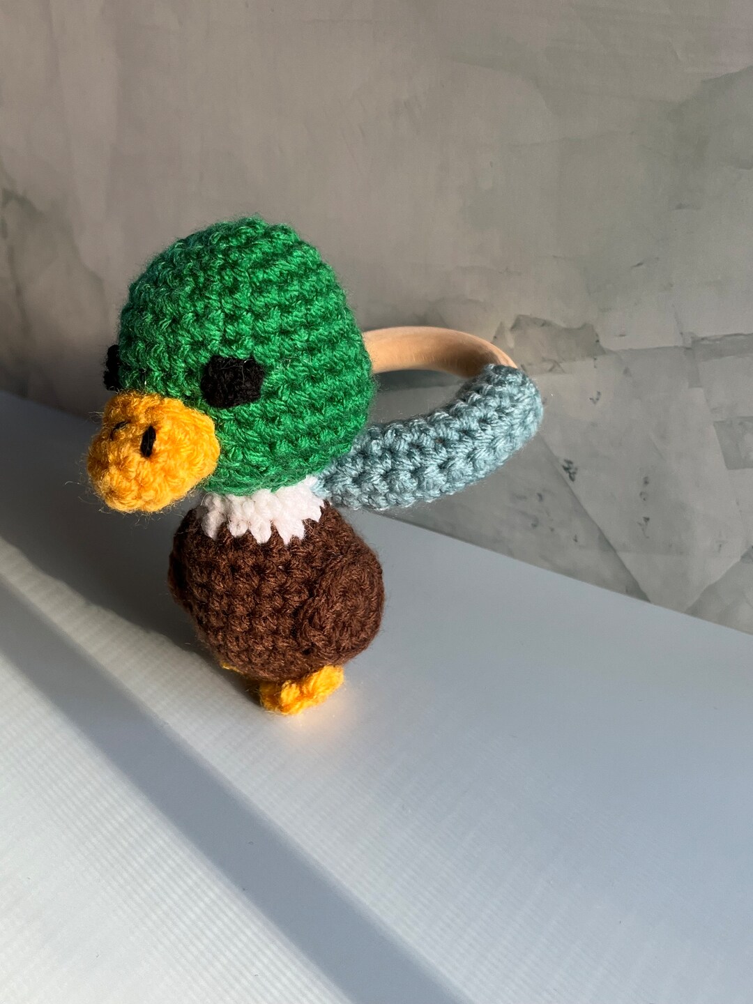 Crochet Mallard Duck Teether/rattle - Etsy