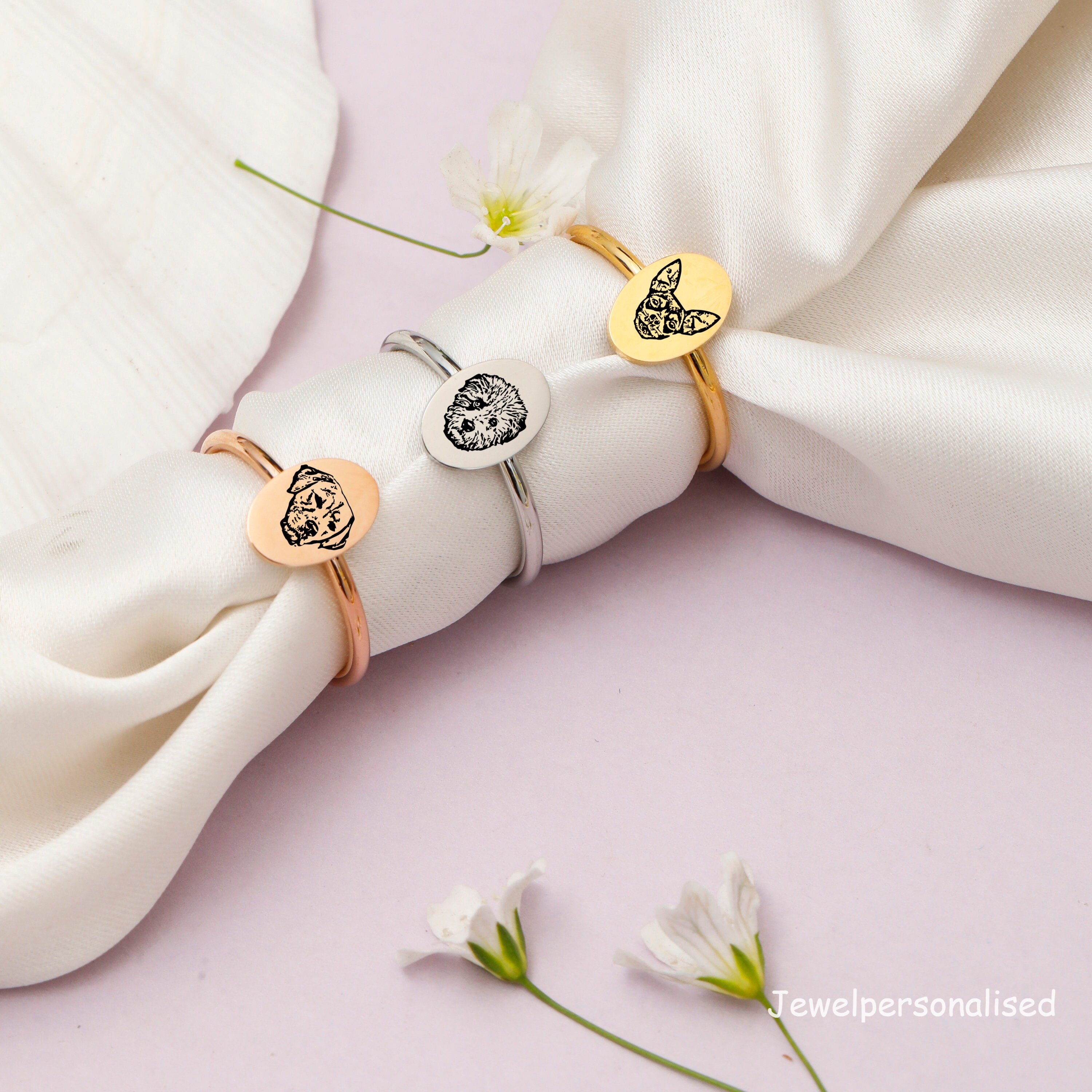 Custom Pet Paw Signet Ring Personalized Pet Ring Dog or Cat Paw Design ...
