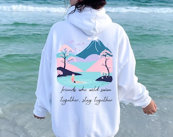 Sudadera con capucha para nadar en aguas abiertas Friends Swim Together, regalo para nadadores en aguas abiertas, camiseta para nadar con color de agua, terapia en agua fría, natación en aguas abiertas