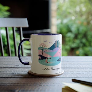 Colder than my Ex Wild Swimming Coffee Mug, Gift for Wild Swimmer, Water Colour Swim Print Cup, Cold Water Therapy, Open Water Swimming