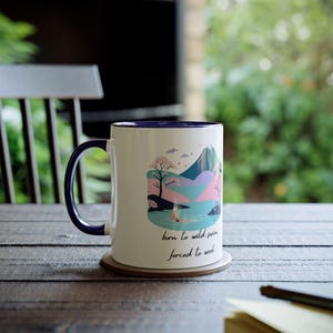 Born to Wild Swim Coffee Mug, Gift for Wild Swimmer, Water Colour Swimming Print Cup, Swimming Gift, Cold Water Therapy, Open Water Swimming